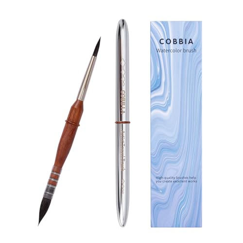 Professional Travel Watercolor Brush Set - Squirrel Hair Mop Paintbrushes for Artists, Portable Art Supplies for Water Color Painting - color: Silver
