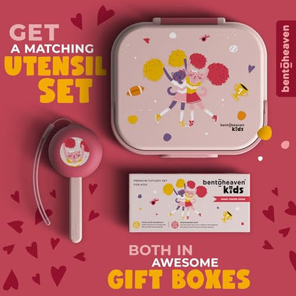 Bentoheaven Premium Bento Lunch Box for Kids, 9 Designs, Leak-proof 3-4 Compartments, Divider, Ideal size 30oz, Microwave/Dishwasher Safe Kids Bento Box (Loncheras Para Niños/Niñas)[Rose Pink] - color: Rose Pink