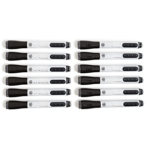 U Brands Liquid Dry-Erase Markers, Bullet Tip, Black, 12 Count