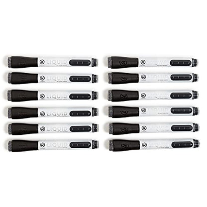 U Brands Liquid Dry-Erase Markers, Bullet Tip, Black, 12 Count