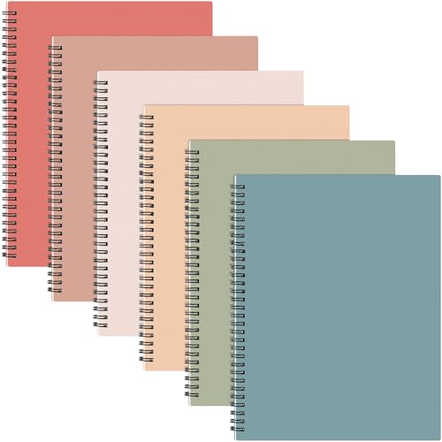 Glenmal 6 Pcs Spiral Notebook for Work A4 8.5 x 11'' | College Ruled Spiral Journal Notebook Kraft Cover Ruled Paper, 120 Sheets 240 Pages for Office Study Supplies(Vintage Colors) - color: Vintage Colors