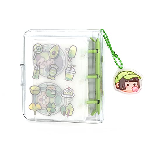 Mini Transparent Binder Notebooks with Keychain, Soft Plastic PVC 3 Round Rings Binder Planner Cover Notebook Protector with Inner Papers