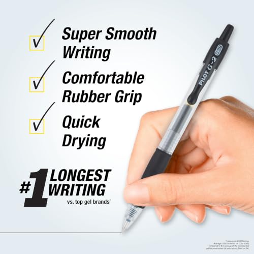 PILOT G2 Premium Refillable and Retractable Rolling Ball Gel Pens, Ultra Fine Point, Black Ink, 12-Pack (31277) - color: Black Ink, size: 12 Count (Pack of 1)