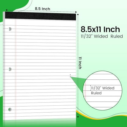 3 Hole Legal Pad 8.5 x 11, 3 Pack White Note Pads, Notebook Paper Wide Ruled, Writing Paper Pads, Notepads with Binder Holes, Lined Paper 8.5x11, Ideal for School, Home, Office, 30 Sheets/Pack - style: 3 Pack-30 Sheets/Pad-White