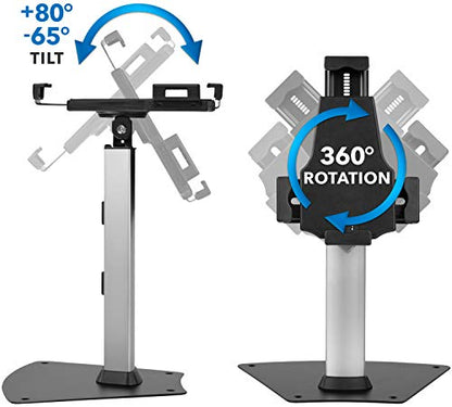 Mount-It! Secure Universal Tablet POS Kiosk Stand with Locking Clamp & Bolt-Down Base, 360° Rotation & +80°/-65° Tilt, Wall or Counter Mount for 7.9"–11" Tablets, iPad, Galaxy Tab & Surface Go - size: Counter - Wide Base