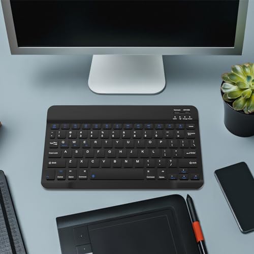 Rechargeable Bluetooth Keyboard and Mouse Combo, Universal Ultra-Slim Wireless Keyboard Mouse Set for Android Windows iPad iPhone Samsung Tablet Portable Compact Keyboard Set (Black) - color: Black