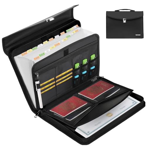 Hontom Accordion File Organizer with Multi Pockets 24 Pockets Fireproof | Expanding File Folder ,Portable Business Fire Safe Storage Document Organizer Folder for Documents and File,Black - color: Black, style: 24 Pockets