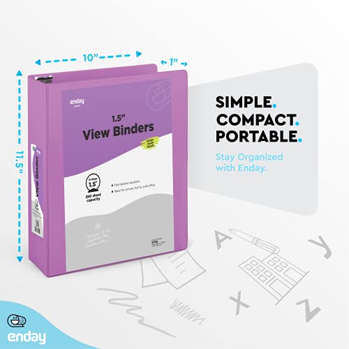 Enday 3 Ring Binder 1.5 Inch, Purple Heavy Duty Three Ring Binder, 325 Sheets Capacity - 1.5 Inch Binder for Home School and Office - color: Purple, size: 1.5-Inch