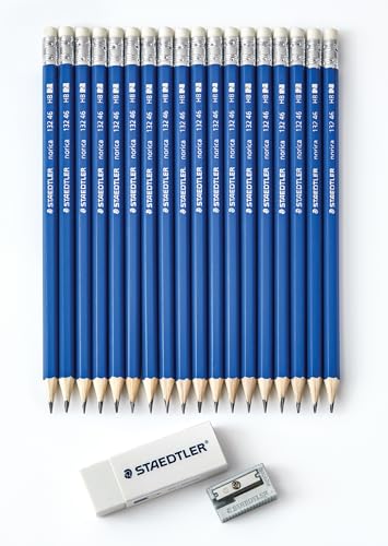 STAEDTLER Norica #2 HB Wood-Cased Pencil Set: 18 Pre-Sharpened Graphite Pencils with 1 Eraser & 1 Sharpener, Break-Resistant Lead, For Writing & Drawing, Blue, Ideal for Classroom, Home & Office - size: 1 Count (Pack of 20)