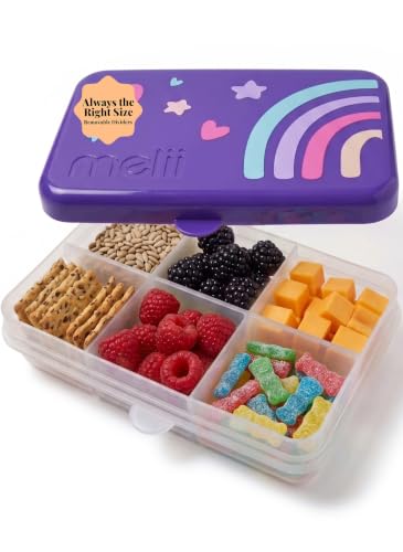 melii Snackle Box | 6-Compartment Divided Snack Container, BPA-Free Food Storage with Removable Dividers for School, Travel & On-the-Go Snacking (Rainbow) - color: Rainbow