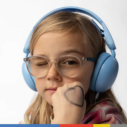 Skullcandy Grom Wired Headphones, Volume-Limiting Audio, Comfortable Over-Ear Fit, Foldable, Designed for Kids 6+, Convenient for Travel with 3.5mm AUX Plug, Built-in Microphone - Surf Blue - color: Surf Blue, style: Wired