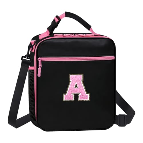 Lunch Box for Women Girls Kids School Backpack Work Picnic Meal Food Cooler Bags Heated Insulated Lunch Bag, Reusable Lunch Tote Bags Water Bottle Holder Handheld Shoulder Strap Black Pink A - color: 11 Black-Pink A