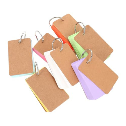GANAZONO 7Sets Flash Cards DIY Blank Study Cards with Binder Rings for Writing Note Taking Vocabulary and Creative Ideas Portable Note Pads for Students and Travelers