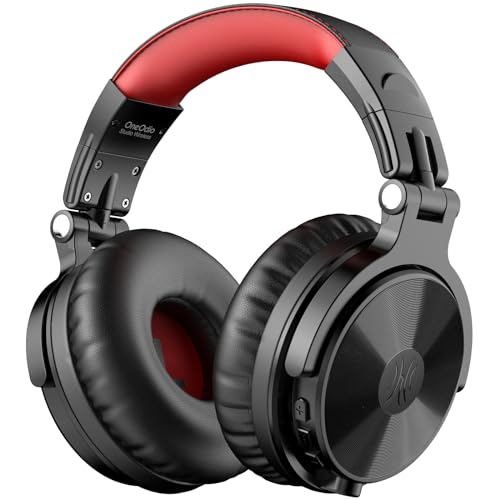 OneOdio Bluetooth Over Ear Headphones, 110 Hrs Wireless/Wired Stereo Sound Foldable Headsets with Deep Bass 50mm Neodymium Drivers for PC/Phone/Tablet - Studio Wireless Pro C, Red - color: Red