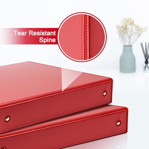 COMIX 3 Ring Binder 1.5 inch with Clear View Cover, 1.5" View Binder Holds 300 Sheets of US Letter Size Paper, 6 Pack (Red) - color: Red, size: 1.5 inch, style: 6-Pack