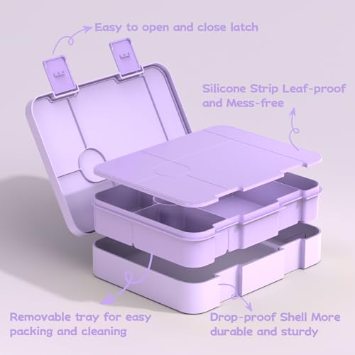 ACESAK Backpack for Girls with Bento Box - 4 PCS Cute Girls Backpack with Lunch Box, Pencil Case & Bento Box Set - 43oz Leakproof Lunch Box Kids Snack Containers Set Back to School Supplies (Purple) - color: Purple