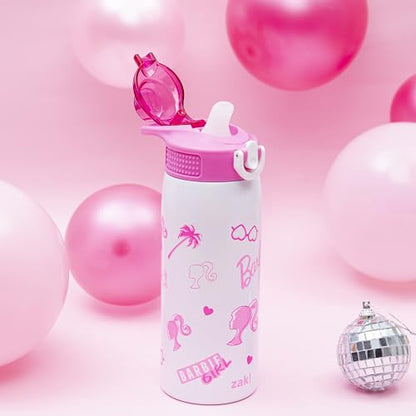 Zak Designs Barbie Sage Kids Water Bottle For School or Travel, 19oz Stainless Steel Water Bottle With Straw, Handle, and Leak-Proof, Pop-Up Spout Cover (Barbie) - color: Barbie (Sage)