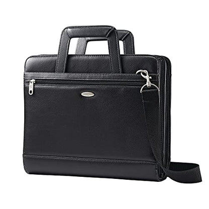 Samsonite® Vinyl 3-Ring Padfolio with Handles and Shoulder Strap, 14" H x 12" W x 3 1/2" D, Black