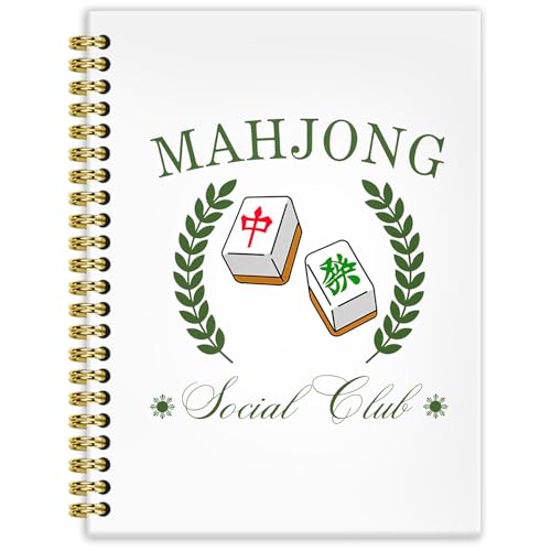 Mahjong Social Club Notebook Journal 5.5x8.3, Mahjong Notebook Gifts for Mah Jong Lovers Players, Mah Jong Accessories Journals, Hardcover Spiral Notebooks for Note Taking - color: 6
