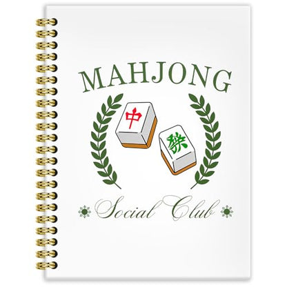 Mahjong Social Club Notebook Journal 5.5x8.3, Mahjong Notebook Gifts for Mah Jong Lovers Players, Mah Jong Accessories Journals, Hardcover Spiral Notebooks for Note Taking - color: 6