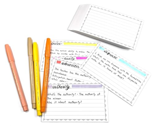 PPAPPAPPIYO Cute Doodle Border 3x5 Index Cards (50 Pack) - Aesthetic Heart Frame Lined Note Cards, 260gsm Heavyweight Thick Flashcards for Studygram, School, Journaling (Black, 3x5)