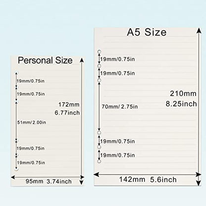 A5 Refill Paper, [3 Pack] Toplive 100GSM Thick Refillable 6 Hole Filler Inserts - 135 Sheets (270 Pages) for 6 Ring Binder Journal Notebook, Lined - style: 3Pack Lined Paper