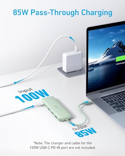 Anker USB C Hub, 5-in-1 USBC to HDMI Hub with 4K Display, 5Gbps USB-C and 2 5Gbps USB-A Data Ports for MacBook Pro, MacBook Air, Dell XPS, Lenovo Thinkpad, HP Laptops and More (Green) - color: Green