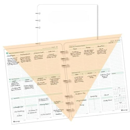 Planner Pad 7 Hole Loose Leaf July 2026 – June 2027 / Academic Year 8 1/2" x 11” Large 3-Tier Funnel Down 12 Month/Weekly Organizer, Black Ink - size: July 1st 2026 Start, style: Black Ink