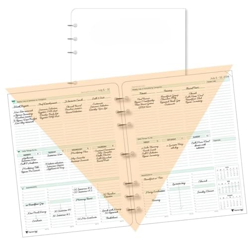 Planner Pad 7 Hole Loose Leaf July 2026 – June 2027 / Academic Year 8 1/2" x 11” Large 3-Tier Funnel Down 12 Month/Weekly Organizer, Black Ink - size: July 1st 2026 Start, style: Black Ink