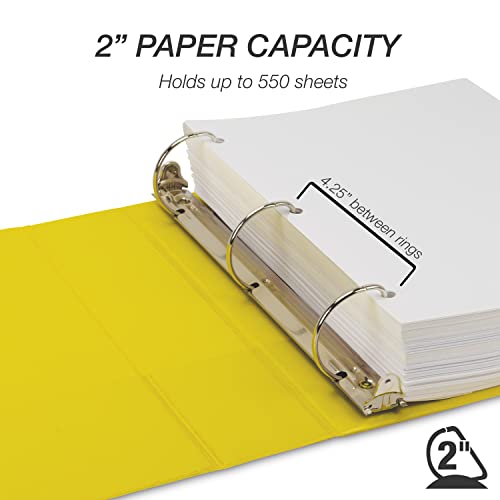 Samsill Durable 2 Inch Binder, D Ring Binder, Customizable Clear View Cover, Lemon Yellow, Holds 475 Pages - color: Yellow, size: 2 Inch