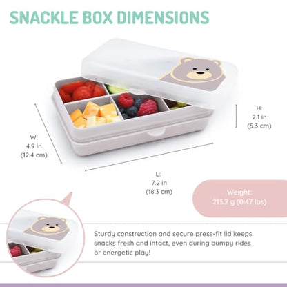 melii Snackle Box | 6-Compartment Divided Snack Container, BPA-Free Food Storage with Removable Dividers for School, Travel & On-the-Go Snacking (Bear) - color: Bear