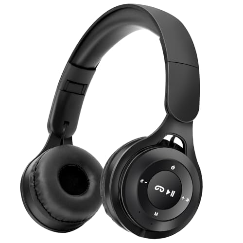 Kids Bluetooth Headphones, Over Ear Children's Wireless Bluetooth 5.3 Headsets, Built-in Mic, Comfortable Wear & HD Sound, Kids Headphones for Boys Girls School Travel iPad Tablet (Black) - color: Black