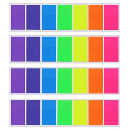 Pangda 560 Sheets Sticky Index Tabs Transparent Sticky Page Markers Flags Index Tabs Notes Tab Stickers Writable Labels Text Highlighter Strips, 20 x 45 mm, 4 Sets, 7 Colors