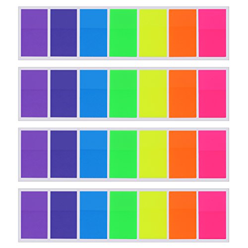 Pangda 560 Sheets Sticky Index Tabs Transparent Sticky Page Markers Flags Index Tabs Notes Tab Stickers Writable Labels Text Highlighter Strips, 20 x 45 mm, 4 Sets, 7 Colors