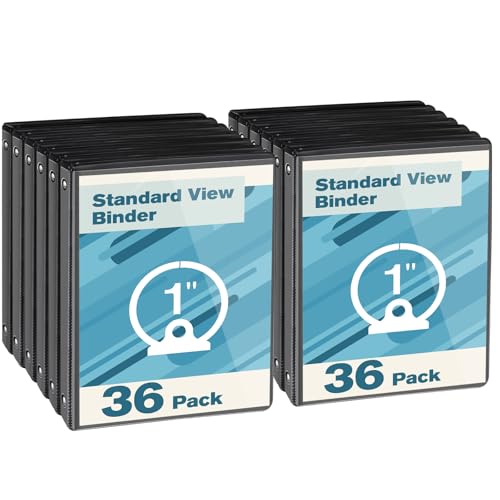 CIXILDTS 1-inch Round Ring Binder, Durable 1" 3 Ring Binder Fit Letter Size Paper, Black, 36-Pack - color: Black, size: 1", style: 36-Pack