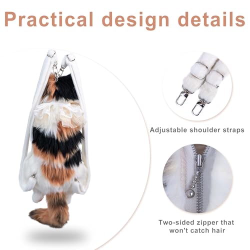 Chongker Cat Shaped Backpack - Handcrafted Stuffed Animals Plush Bag with Adjustable Shoulder, Crossbody, and Handbag Straps (Dark Calico Backpack) - style: Deep Calico Cat