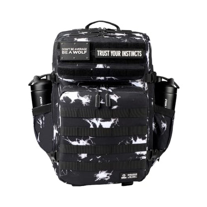 WOLFpak 45L Athletic Gym Backpack - Durable 1000D Waterproof Oxford Material with MOLLE Webbing, Laptop Pocket - color: Black Lightning
