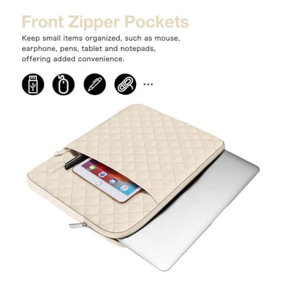 MOSISO Laptop Case 15 inch, 15 inch Laptop Sleeve Compatible with MacBook Air M4 M3 M2 2025 2024 2023, Dell XPS Plus, Square Quilted Vertical Computer Bag with Pocket&Small Case, Sand - color: Sand, size: 15 inch