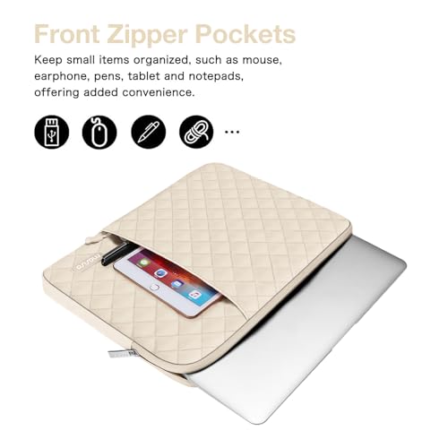 MOSISO Laptop Case 16 inch, 15-15.6 inch Laptop Sleeve Compatible with MacBook Pro 16, HP Dell Acer ASUS Lenovo Notebook, Square Quilted Vertical Computer Bag with Pocket&Small Case, Sand - color: Sand, size: 16 inch