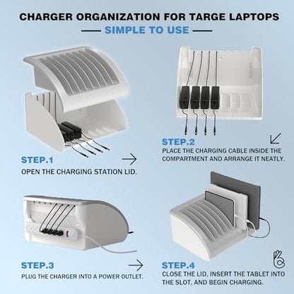 6-Pack, 8-Device Universal AC Laptop Charging Station with Power Strip | Charging Dock for Multiple Tablets, Chromebooks & iPads, Laptop Organizer with Cable Management for Classroom, Office, Lab - size: 6 PACK - 8 Tablet/Chromebook