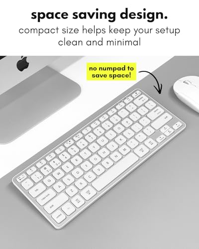 Macally Wireless Bluetooth Keyboard for Mac - Premium Multi Device Connectivity - Compatible Apple Keyboard for MacBook Pro/Air, iMac, Mac mini, iPad, Laptop, and PC - color: Silver
