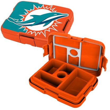 FOCO NFL Unisex-Adult Officially Licensed 2-Tone Big Logo Team Color Football Leak Proof 5 Compartment Bento Lunch Box - Miami Dolphins - color: Miami Dolphins