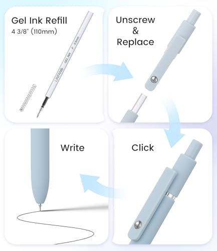 LINFANC 6 Pack Cute Gel Pens, Retractable Quick Dry Gel Ink Pen, Fine Point 0.5mm Black Ink Rolling Ball Gel Pens, Smooth Writing Aesthetic Pens for Home School Office Supplies - color: 6pcs - Black, Gray, Green, Pink, Blue, Yellow, size: 1 Count (Pack of