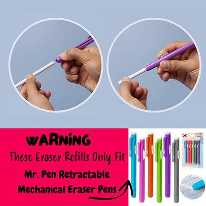 Mr. Pen- Eraser Refill, 12 Pack, Mr. Pen Mechanical Eraser Refills | Replacement for Retractable Erasers, Smudge-Free, Non-Toxic, Ideal for Artists, Students and Office Use