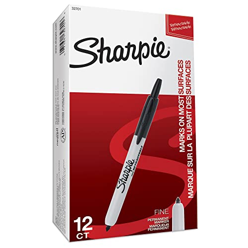 Sharpie Retractable Permanent Markers, Fine Tip, Black, 12 Count - Desk, Classroom, Office Supplies - style: 12 Count Black