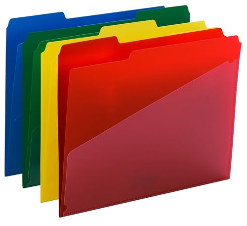 Smead Poly File Folder with Pockets, Folders for Documents, 1/3-Cut Tabs, File Folders Letter Size, Office Supplies, School Supplies, 48 Count, 10541