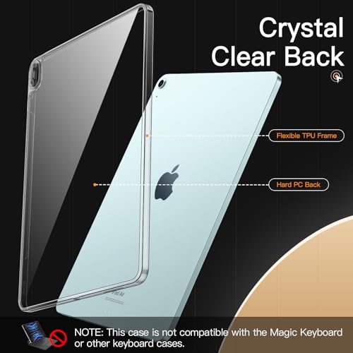 JETech Clear Case for iPad Air 13-Inch M4/M3/M2 (2026/2025/2024), Anti-Yellowing Transparent Shockproof Slim Tablet Back Cover with Hard PC Back and Soft TPU Bumper - size: iPad Air 13-inch (M4/M3/M2)