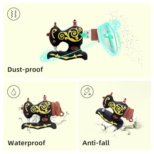 BorlterClamp 32GB USB Flash Drive Cute Cartoon Sewing Machine Model Memory Stick, Gift for Students and Children (Black) - color: 32GB black