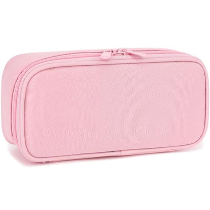 FlowFly Large Capacity Pencil Case for Kids, Boys & Girls – Zippered Multi-Functional Pen Pouch, Soft & Portable Pencil Bag for School, Teens, Students, Pink - color: Pink