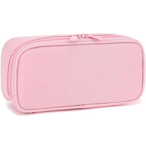 FlowFly Large Capacity Pencil Case for Kids, Boys & Girls – Zippered Multi-Functional Pen Pouch, Soft & Portable Pencil Bag for School, Teens, Students, Pink - color: Pink